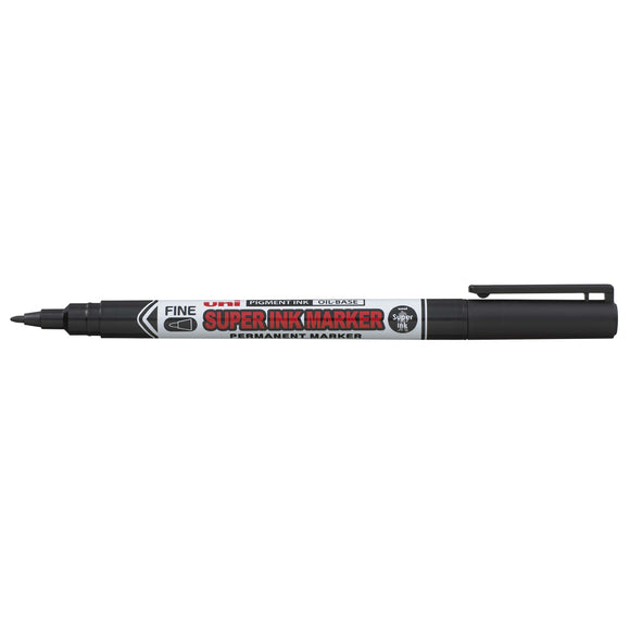 Uni Super Ink Permanent Marker Bullet Tip Black PK12