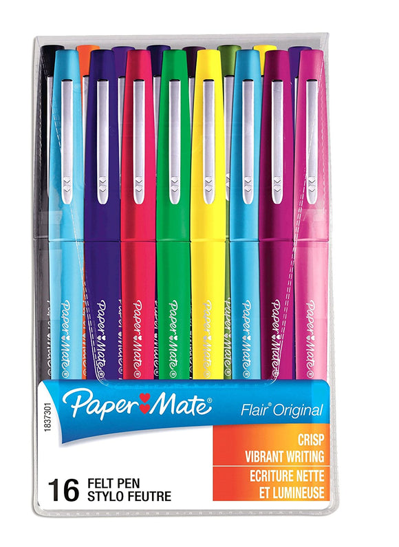 PaperMate Flair Original Felt Tip Pen Medium Assorted PK16