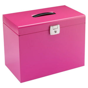 Value Cathedral Metal File Box A4 Pink
