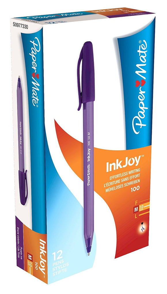 PaperMate InkJoy 100 CAP Ball Pen Medium Tip Purple PK12
