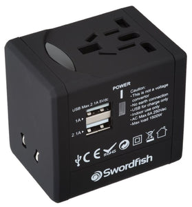 Swordfish VariPlug Dual USB Universal Travel Adapter Black