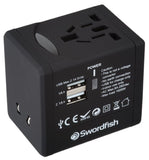 Swordfish VariPlug Dual USB Universal Travel Adapter Black