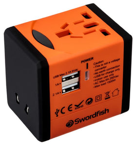 Swordfish VariPlug Dual USB Universal Travel Adapter Orange