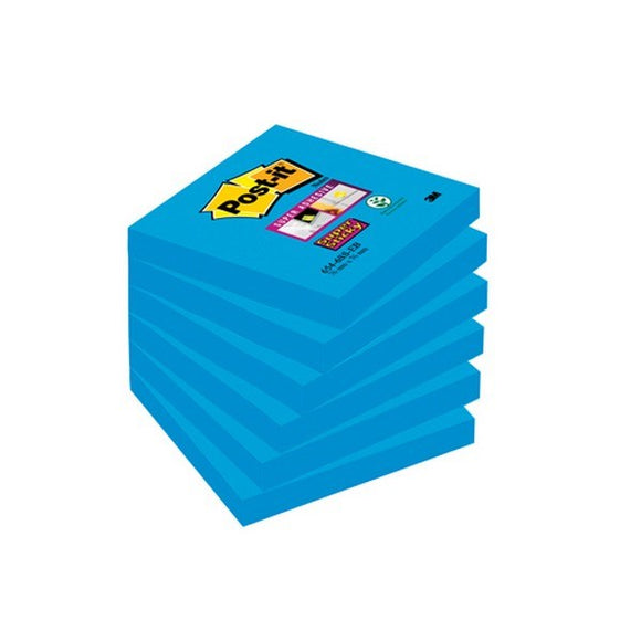 Post-it Super Sticky Notes 76x76mm Med Blue 654-6SS-EB PK6