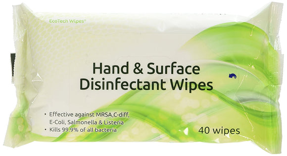 EcoTech Surface Disinfectant Wipes (20x17cm) Flowpack of 40