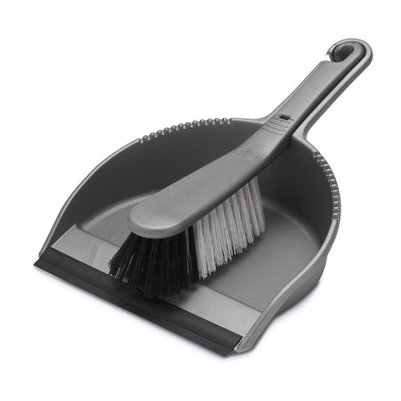 Addis Dustpan & stiff brush set metallic