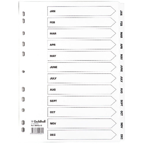 Guildhall 12 Part Printed Index Clear Mylar Jan-Dec