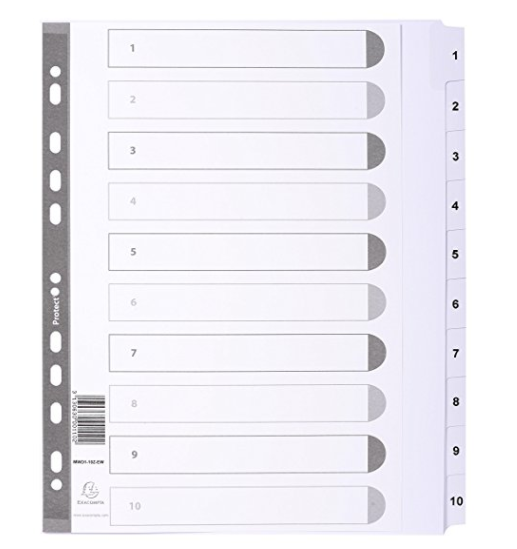 Guildhall 10 Part Printed Index Clear Mylar A4 Extra Wide