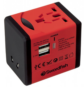 Swordfish VariPlug Dual USB Universal Travel Adapter Red