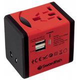 Swordfish VariPlug Dual USB Universal Travel Adapter Red