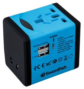 Swordfish VariPlug Dual USB Universal Travel Adapter Blue