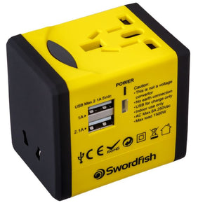 Swordfish VariPlug Dual USB Universal Travel Adapter Yellow