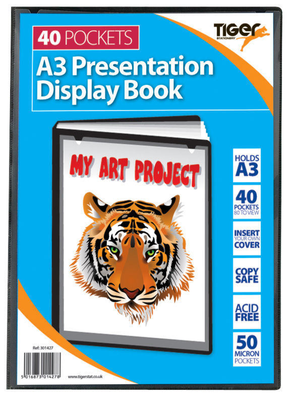 Tiger A3 Presentation Display Book Black 40 Pocket