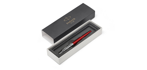 Parker Jotter Kensington Red Chrome Trim Ball Pen Gift Box