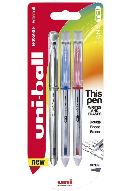 Uni-Ball UF-220-07 TSI Erasable Assorted PK3