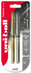 Uni-Ball UM-153 Signo Broad Metallic Blister Silver/Gold PK2