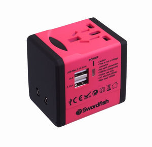 Swordfish VariPlug Dual USB Universal Travel Adapter Pink