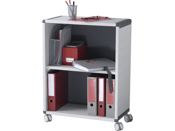 Fast Paper Mobile 2 Compartment Bookcase Grey/Charcoal