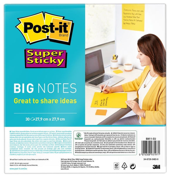 Post-it Super Sticky Big Notes 30 Sheets 279 x 279mm Yellow