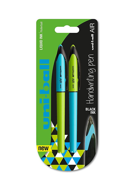 Uni-Ball Air Micro Blister blue/green barrel Black ink PK2