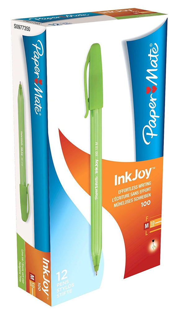 PaperMate InkJoy 100 CAP Ball Pen Med Tip Light Green PK12