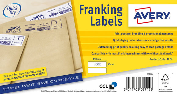 Avery Franking Labels 150x45mm WH PK1000