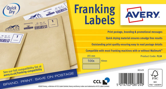 Avery Franking Labels 155x40mm BN PK500
