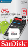 Ultra Android microSDHC 16GB 80MBs