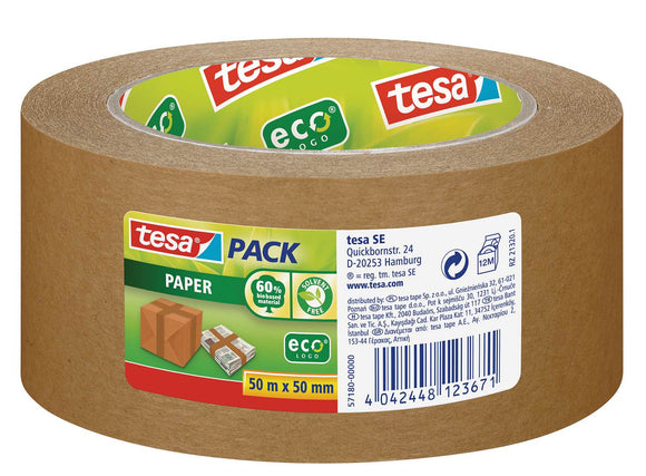 tesa Recycld Ppr Packaging Tape 50mm x 50M Brown 57180 PK6