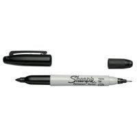 Sharpie Twin Tip Permanent Marker 1.5mm & 0.4mm Line BK PK12