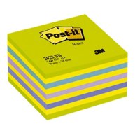 Post-it Neon Green/Blue Adhesive Note Cube 2028 NB