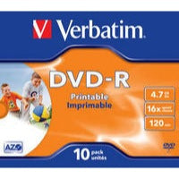 Verbatim DVD-R 16X 10 Pack Jewel Case Printable