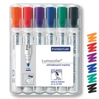 Staedtler Lumo Whiteboard Marker Bullet Tip Assrtd Clrs PK6