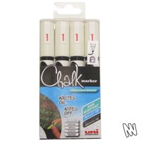 Uni Chalk Marker Bullet Tip Medium White PK4