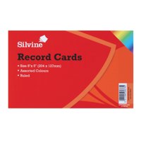 Silvine Record Cards 203x127mm Ruled Assorted Colours