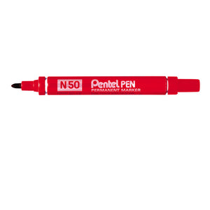 Pentel N50 Permanent Marker Bullet Tip Red PK12