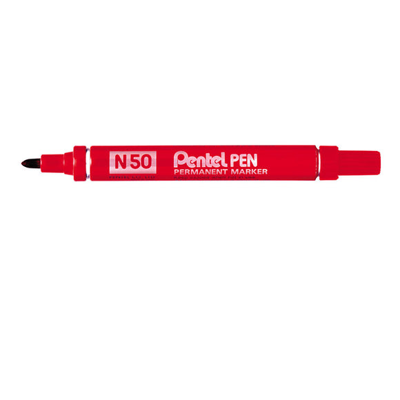 Pentel N50 Permanent Marker Bullet Tip Red PK12