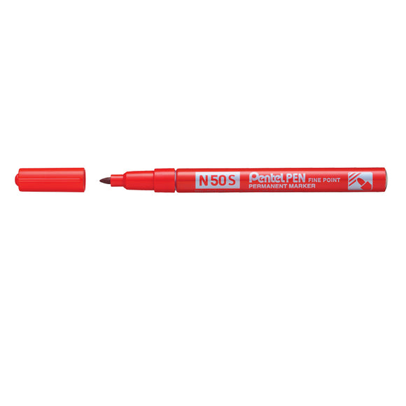Pentel N50S-B Fine Tip Bullet Marker Pen Red PK12