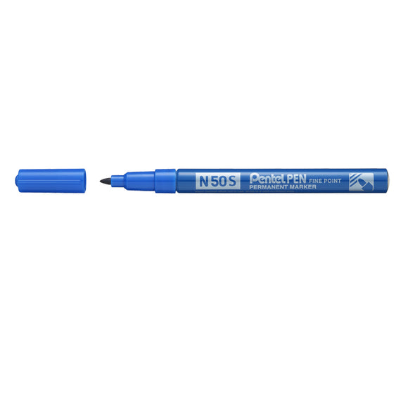 Pentel N50S-C Fine Tip Bullet Marker Pen Blue PK12