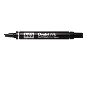 Pentel N60 Permanent Marker Chisel Tip Blk PK12