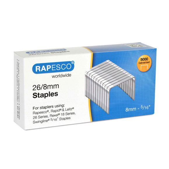 Rapesco 26/8mm Galvanised Staples (Pk5000)