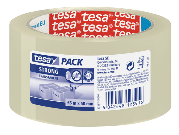 tesa Strong PP Packaging Tape 50mmx66m Transparent 57167 PK6