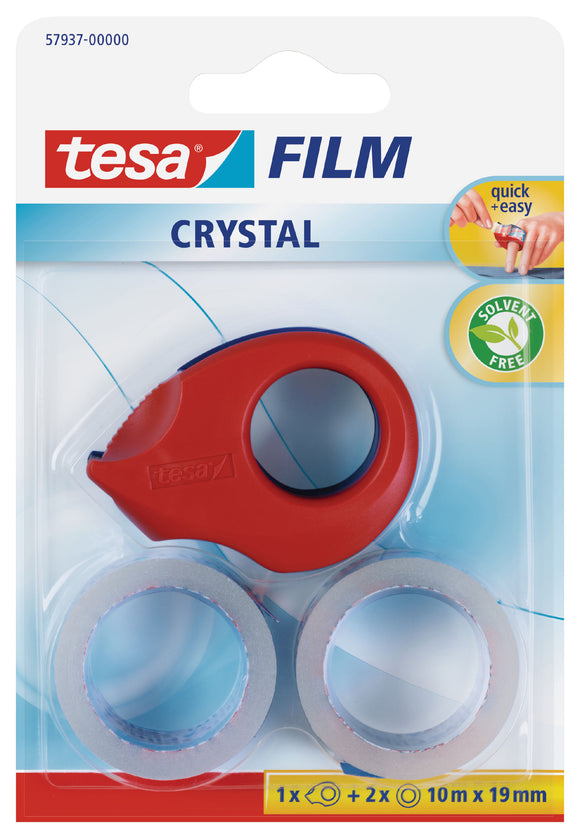 tesafilm Mini Crystal Dispenser w/2 rolls 19mmx10M Red
