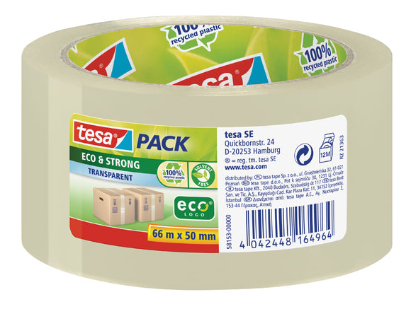 tesa EcoLogo PP Tape 50mmx66m Transparent 58153 PK6