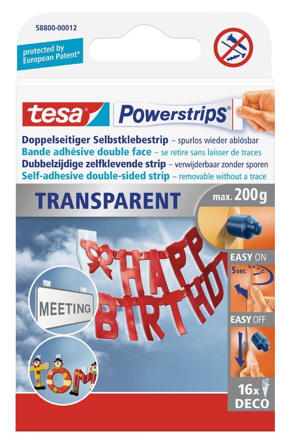 tesa Powerstrips Transparent Deco 58800 PK16