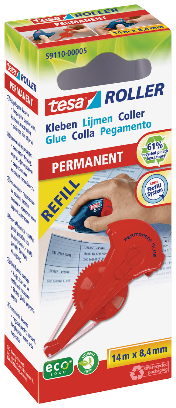 tesa Glue Roller ecologo Refill Permanent 8.4mm x 15M PK5