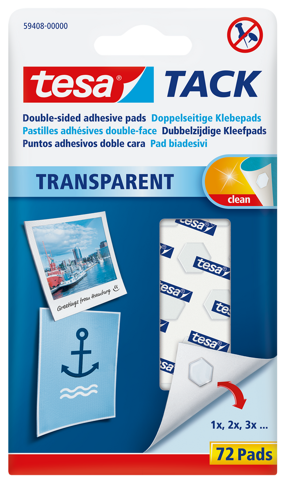 tesa Transparent Tack Double sided adhesive pads 72 pads